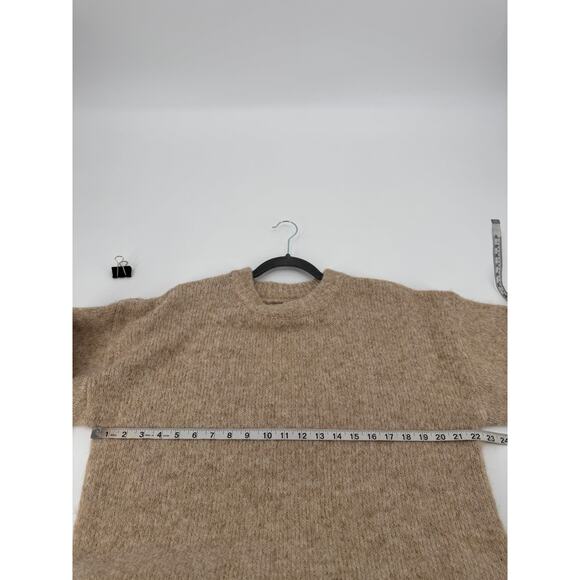 Topshop Oat Beige Knit Fluffy Crewneck Oversized Sweater Dress Size US 0-2 XS - Picture 7 of 9